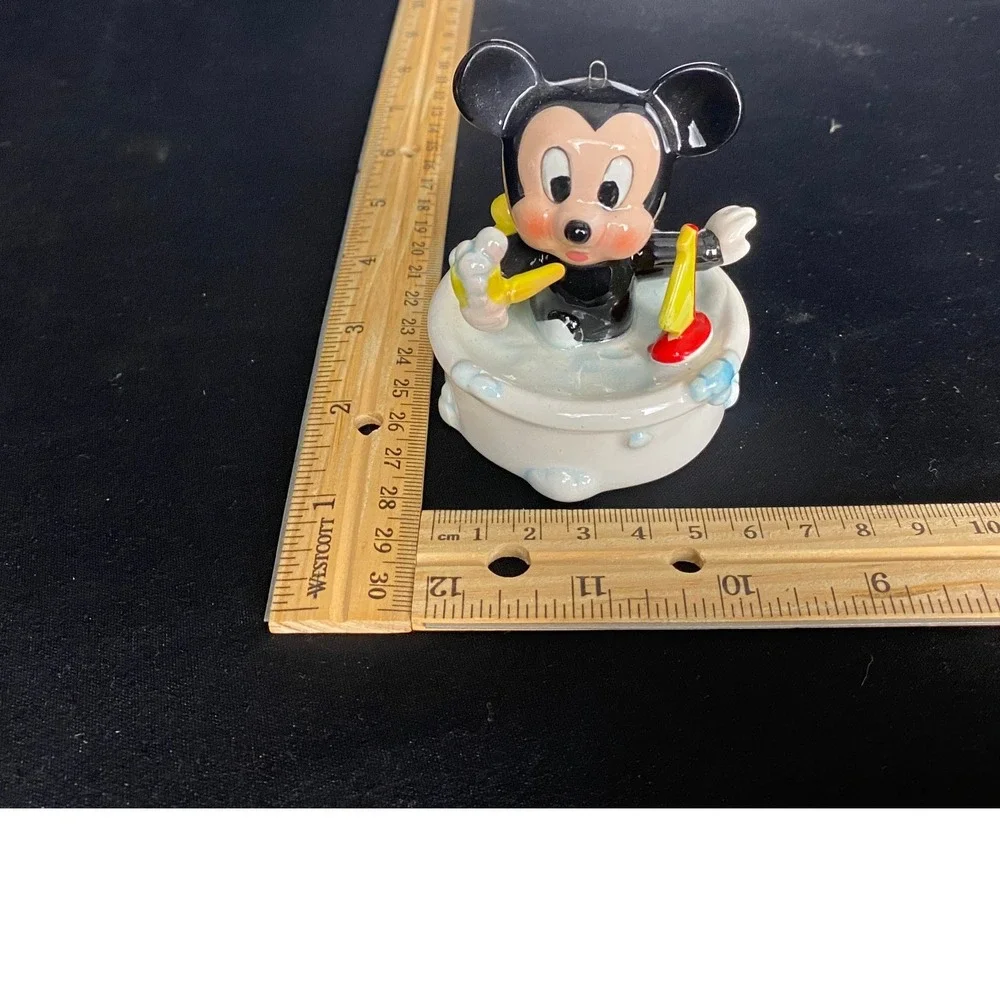 Vintage Mickey Mouse Bathing Figurine Disney Ceramic with‎ Rubber Duck